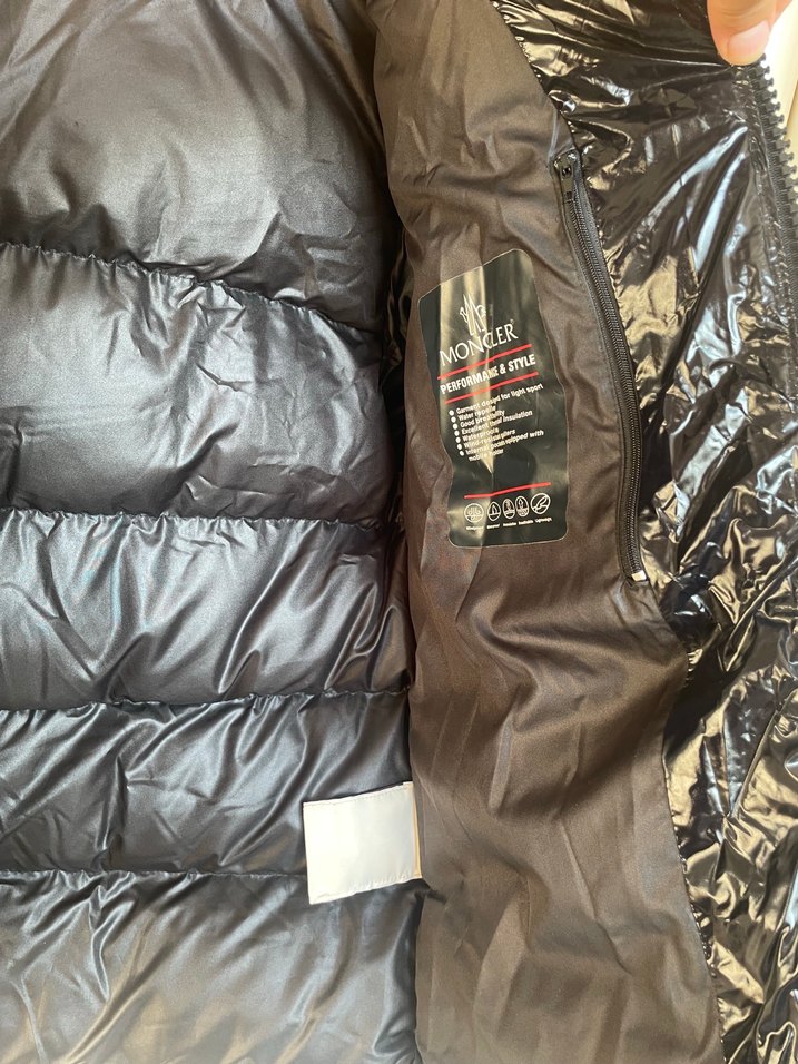 Erkek orijinal moncler Siyah Parlak Deri Mont - Görsel 4