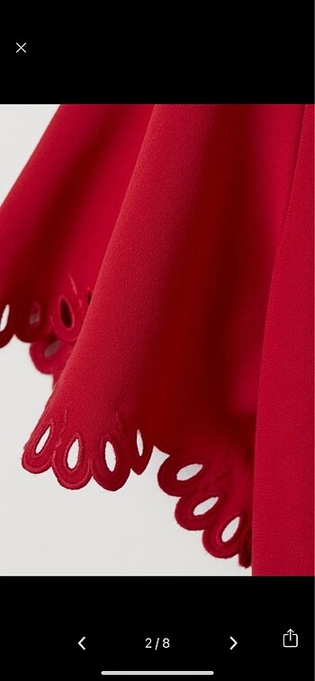 H&M Kırmızı Midi Kısa Kollu Elbise
