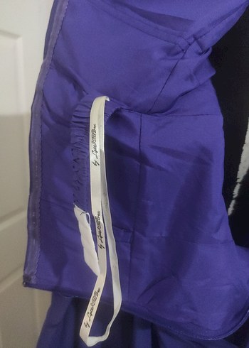 Mor Drapeli Straplez Uzun Abiye Elbise - Görsel 6