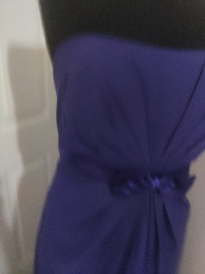 Mor Drapeli Straplez Uzun Abiye Elbise - Görsel 3