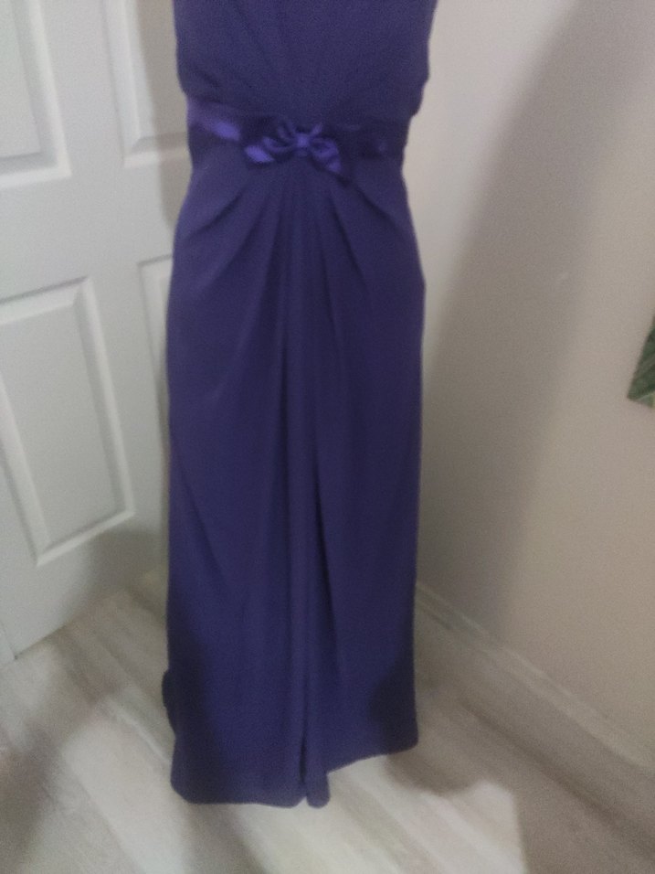 Mor Drapeli Straplez Uzun Abiye Elbise - Görsel 2