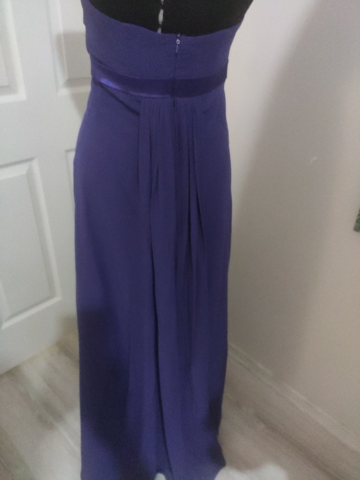 Mor Drapeli Straplez Uzun Abiye Elbise - Görsel 4