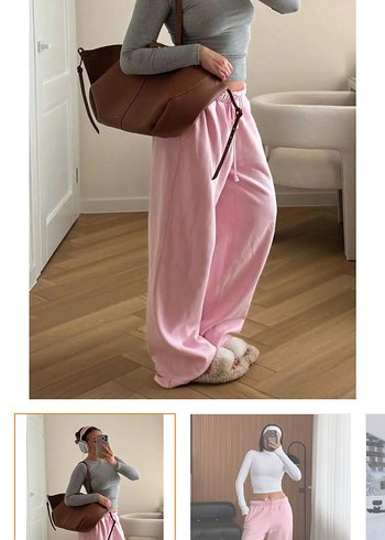 Pembe Rahat Kesim Kadın Eşofman Altı - Görsel 2