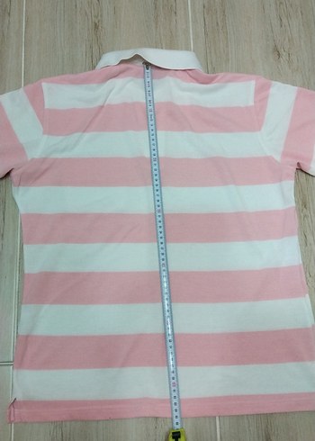 EN 54, BOY 65 Pembe Beyaz Çizgili Kısa Kollu Polo Tişört - Görsel 2