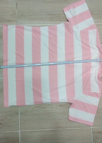 EN 54, BOY 65 Pembe Beyaz Çizgili Kısa Kollu Polo Tişört - Görsel 8