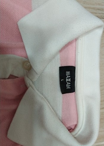 EN 54, BOY 65 Pembe Beyaz Çizgili Kısa Kollu Polo Tişört - Görsel 3