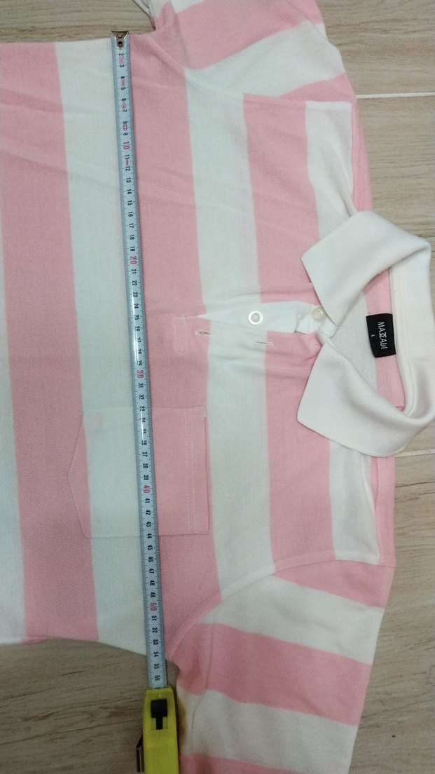 EN 54, BOY 65 Pembe Beyaz Çizgili Kısa Kollu Polo Tişört - Görsel 5