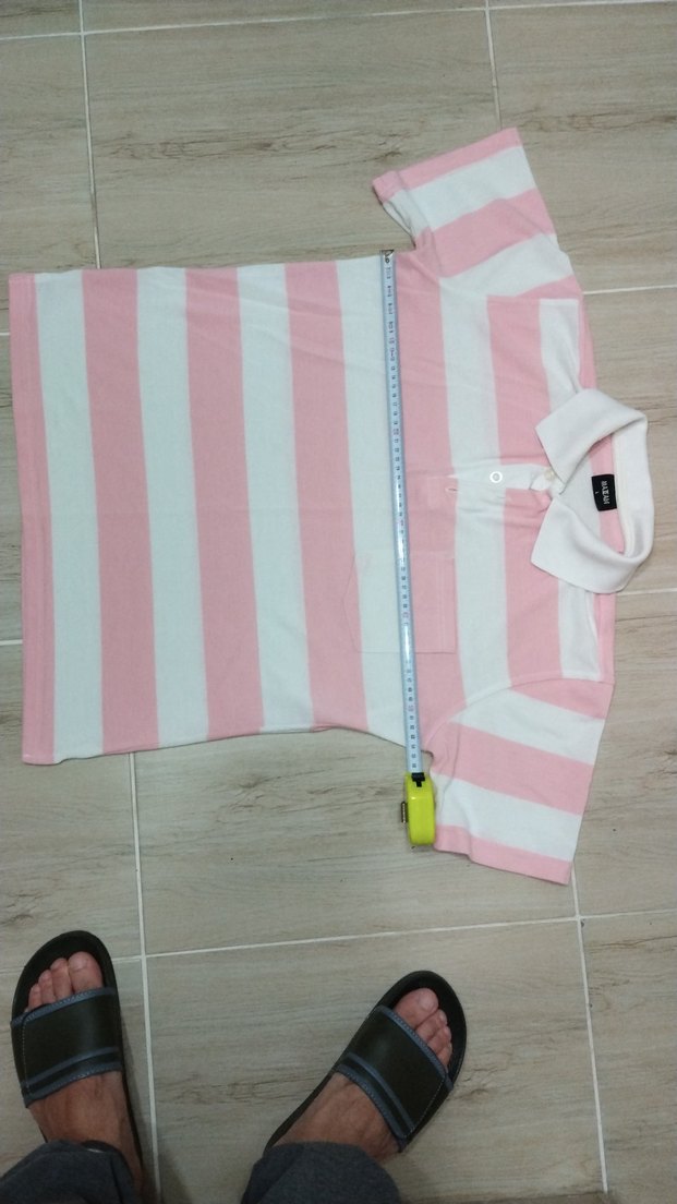 EN 54, BOY 65 Pembe Beyaz Çizgili Kısa Kollu Polo Tişört - Görsel 4