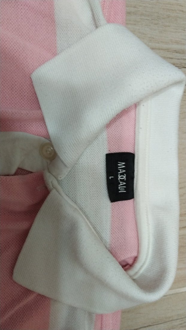 EN 54, BOY 65 Pembe Beyaz Çizgili Kısa Kollu Polo Tişört - Görsel 3