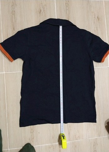 EN 48,BOY 62 Turuncu Detaylı Lacivert Polo Tişört - Görsel 5