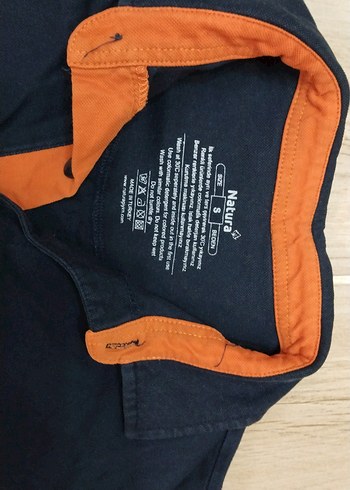 EN 48,BOY 62 Turuncu Detaylı Lacivert Polo Tişört - Görsel 2