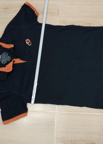 EN 48,BOY 62 Turuncu Detaylı Lacivert Polo Tişört - Görsel 4