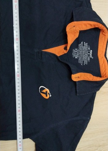 EN 48,BOY 62 Turuncu Detaylı Lacivert Polo Tişört - Görsel 3