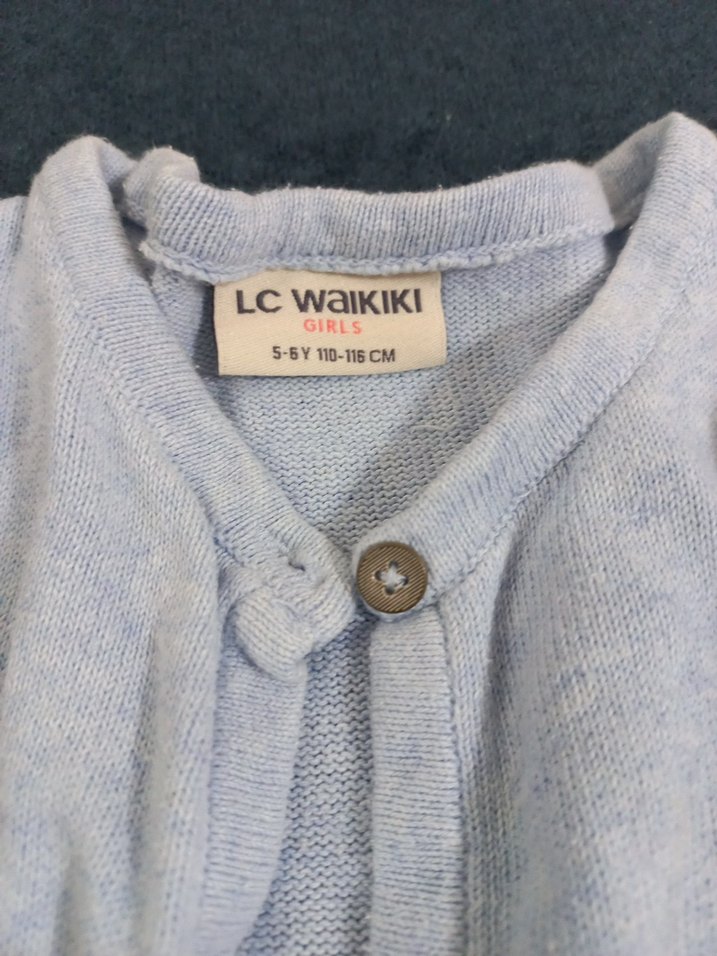 Kız Çocuk Gri Düğmeli Uzun Kollu Hırka - Görsel 4