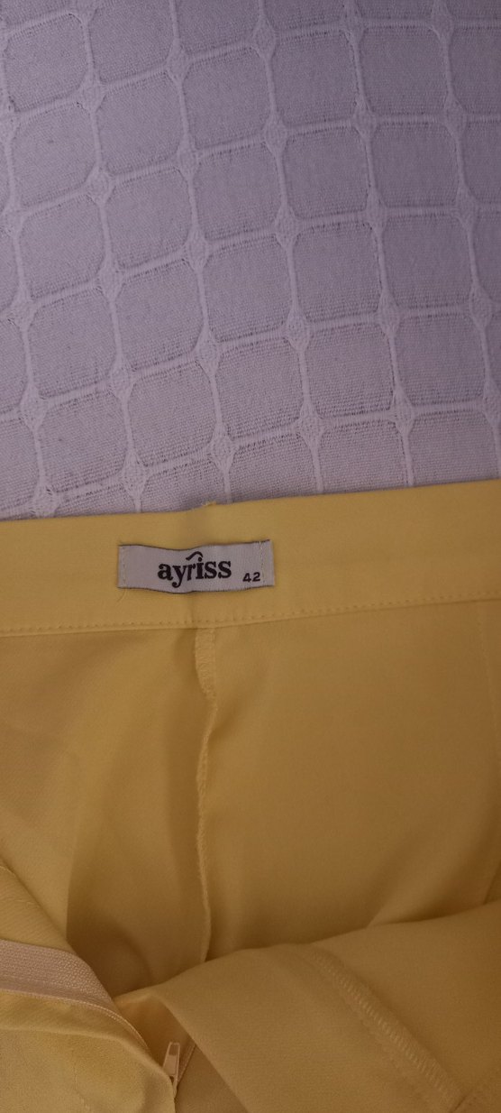 Sarı Midi Kadın Kumaş Pantolon - Görsel 4