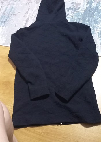 m Beden Siyah Kapüşonlu Fermuarlı Kadın Kış Ceketi