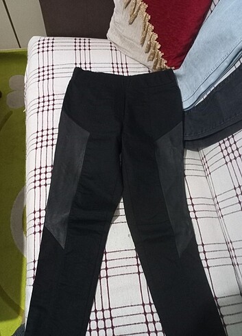 Usta marka siyah beli düz lastikli s beden likralı keten pantolo - Görsel 4