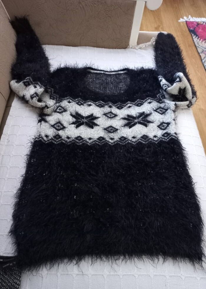 Elastik yumuşak kedi yünlü kazak - Görsel 2