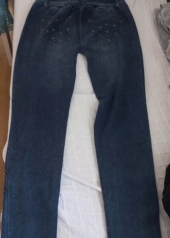 lacivert kot görünümlü bayan tayt - Görsel 3