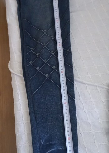 lacivert kot görünümlü bayan tayt - Görsel 2