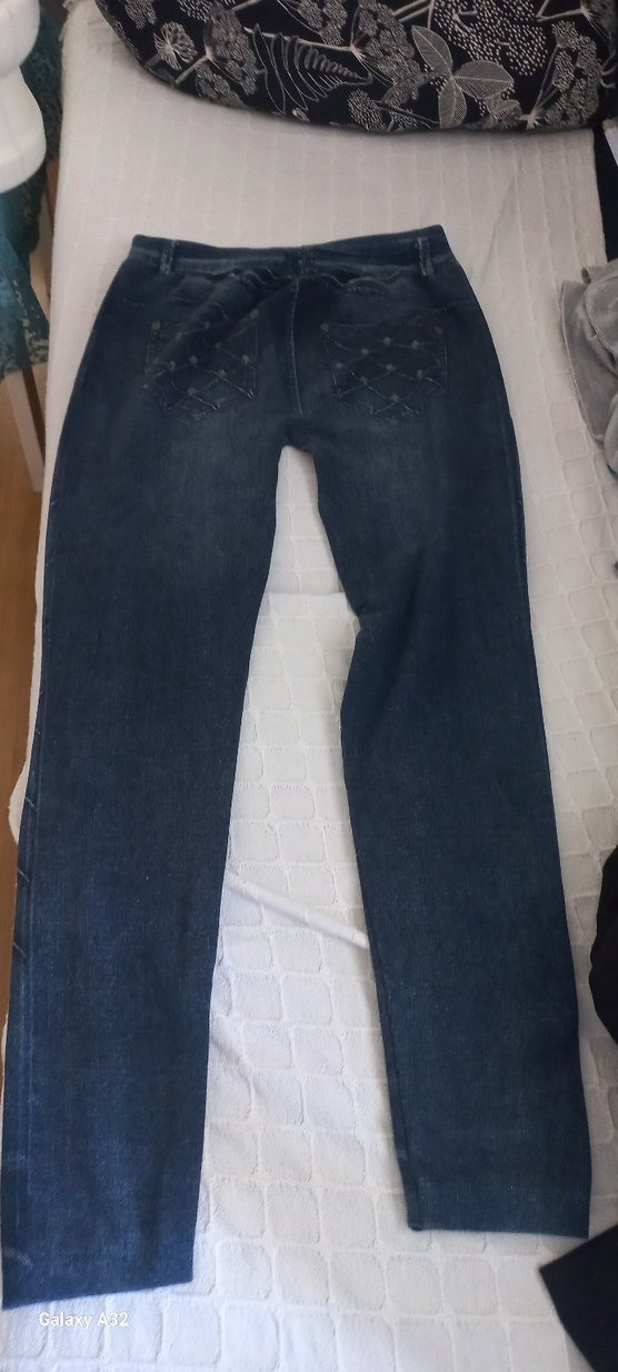 lacivert kot görünümlü bayan tayt - Görsel 3