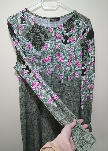 Kadın çiçekli tesettür elbise yeşil elbise - Görsel 3