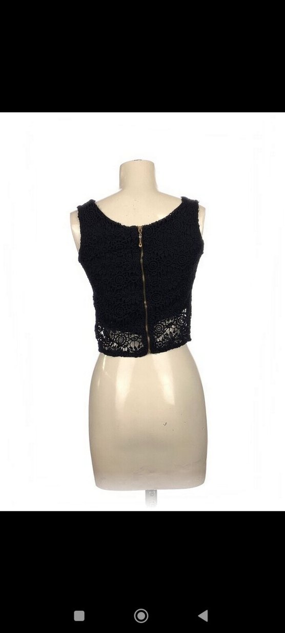 Dantel Detaylı Siyah Kolsuz Bluz - Görsel 3