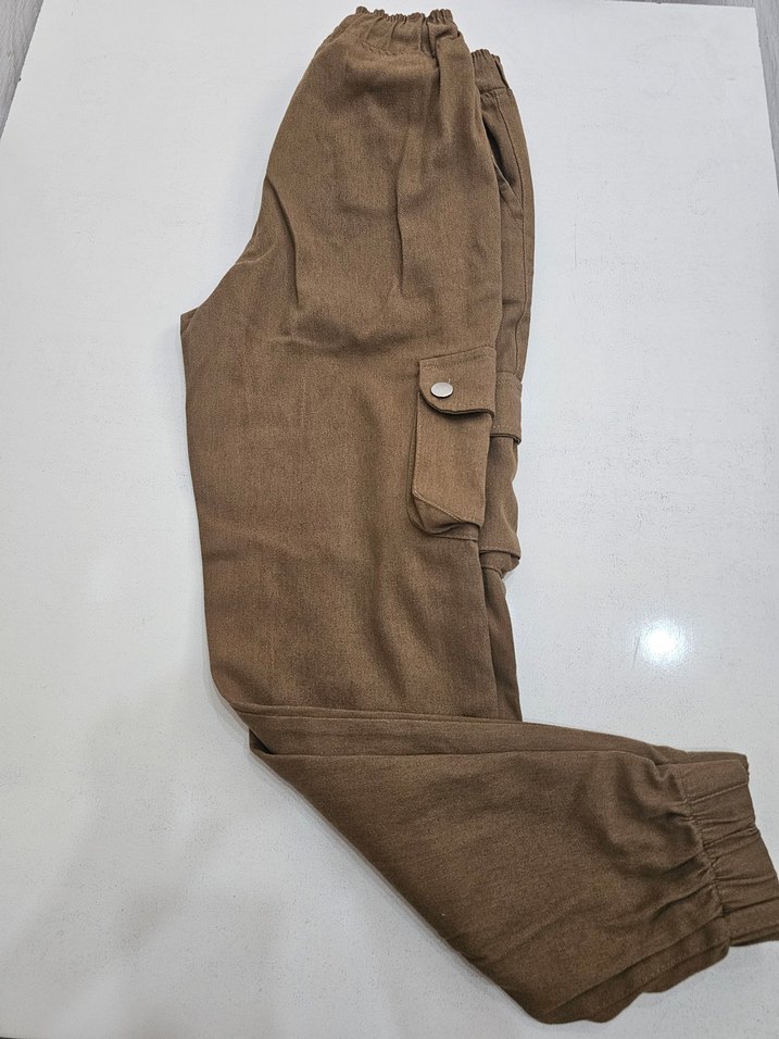 Kahverengi kargo cep Rahat Kesim Kadın Pantolon - Görsel 2