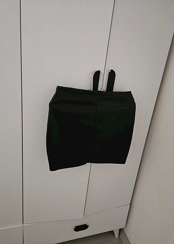 Siyah deri Mini Etek - Görsel 2