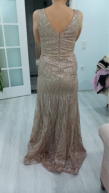 42 Beden Gold abiye elbise