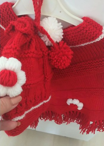 Kırmızı çiçekli Kız Panço.. - Görsel 4