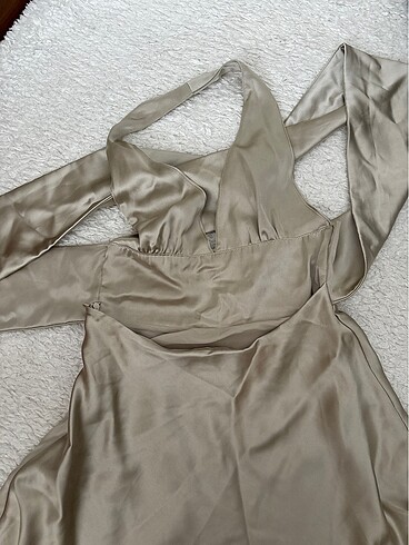 xs Beden camel Renk Zara Saten Elbise