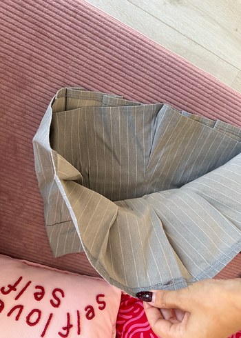 Stradivarius Gri Pilili Mini Etek