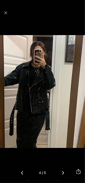 m Beden siyah Renk Pull and bear deri ceket