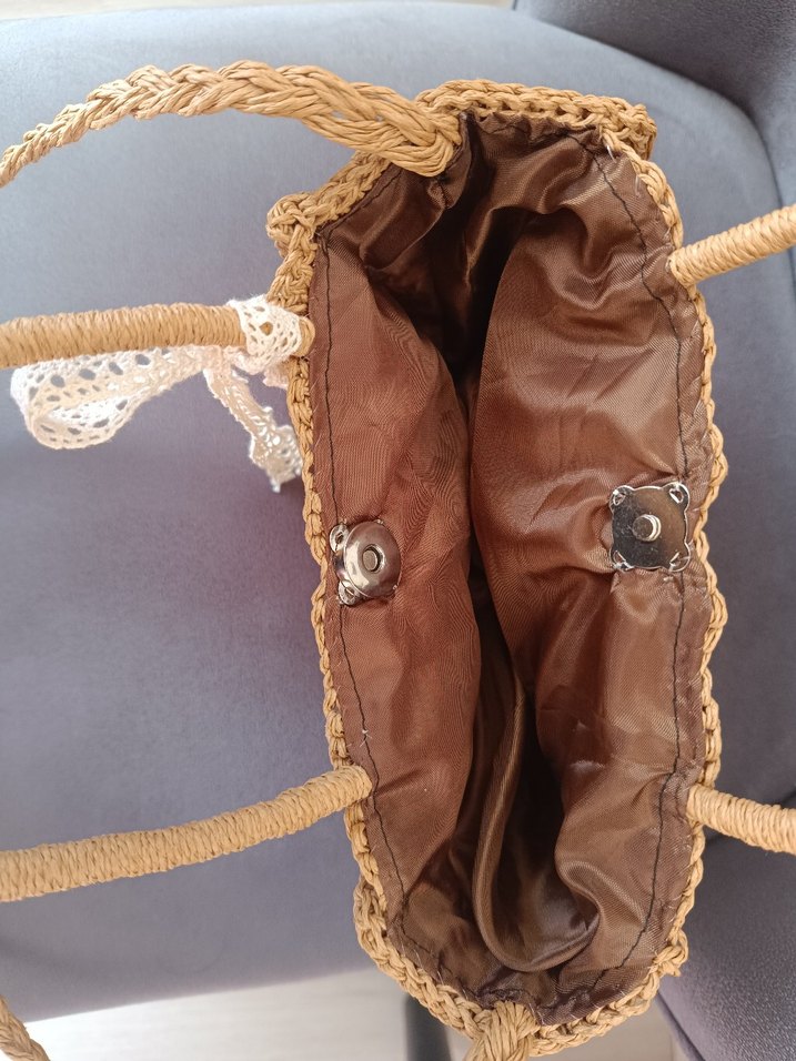 Bej Dantel Detaylı Bohem Örgü Kadın Çanta - Görsel 3