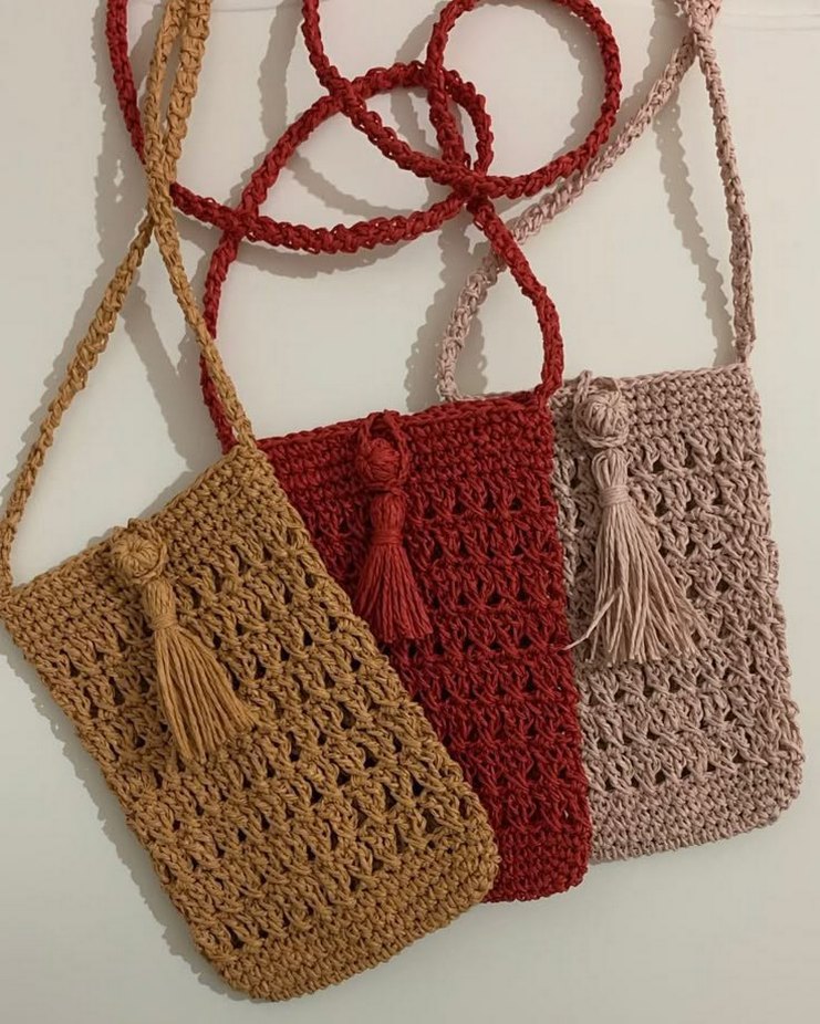 Bohem Püsküllü Örgü Kadın Çapraz Çanta - Görsel 3