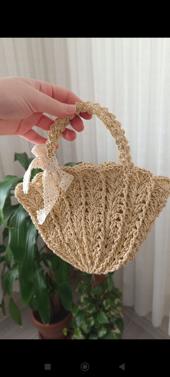 Dantel Detaylı Bej Örgü Kadın Çanta - Görsel 2