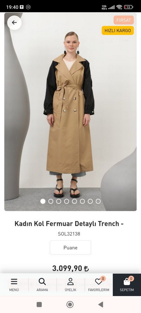 Kemerli Uzun Bej Trençkot - Görsel 4