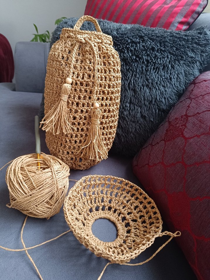 Bej Örgü Bohem poşetlik - Görsel 3