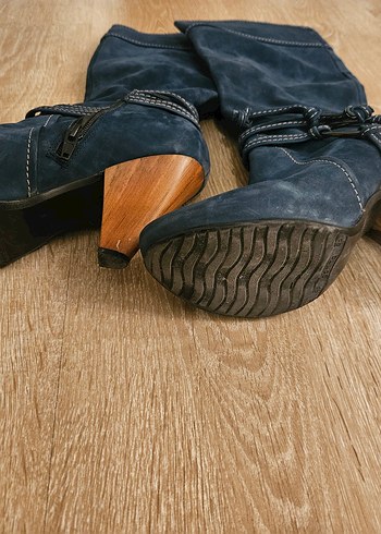 Kadın Lacivert Süet Tokalı Dizüstü Çizme - Görsel 2