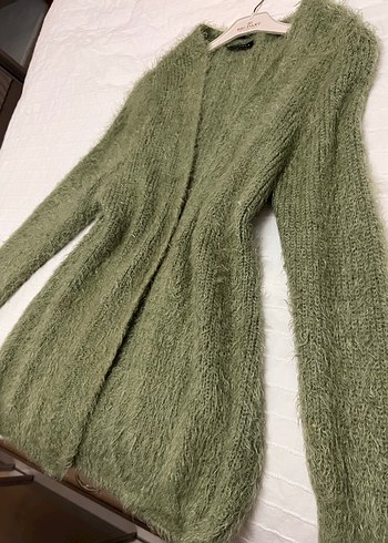 Kadın Yeşil Örgü Yün Hırka - Görsel 2