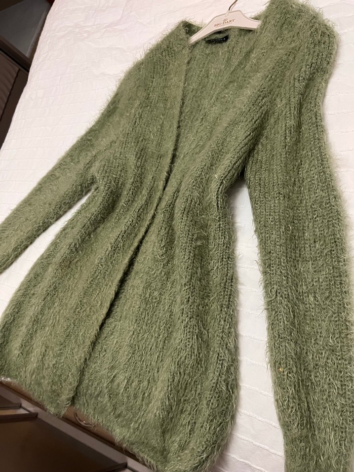 Kadın Yeşil Örgü Yün Hırka - Görsel 2