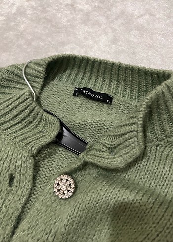 Düğmeli Yeşil Midi Kadın Hırka - Görsel 3