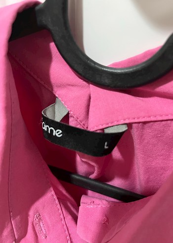 Düğmeli Pembe Keten Kadın Gömlek - Görsel 4