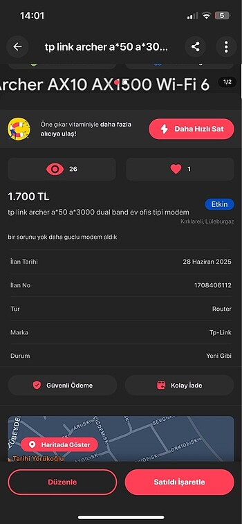  Beden Tp link archer a*50 a*3000 dual band ev ofis tipi modem