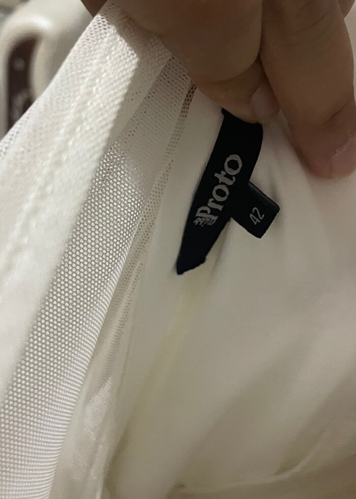 42 beden kisa beyaz abiye - Görsel 3