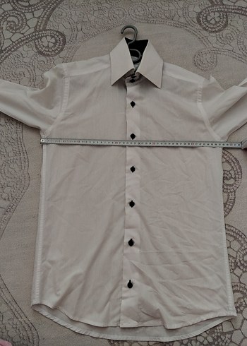 Düğmeli Beyaz Pamuklu Uzun Kollu Erkek Gömlek - Görsel 2