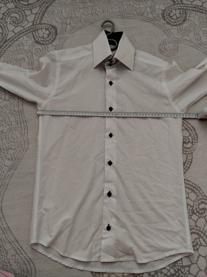 Düğmeli Beyaz Pamuklu Uzun Kollu Erkek Gömlek - Görsel 2