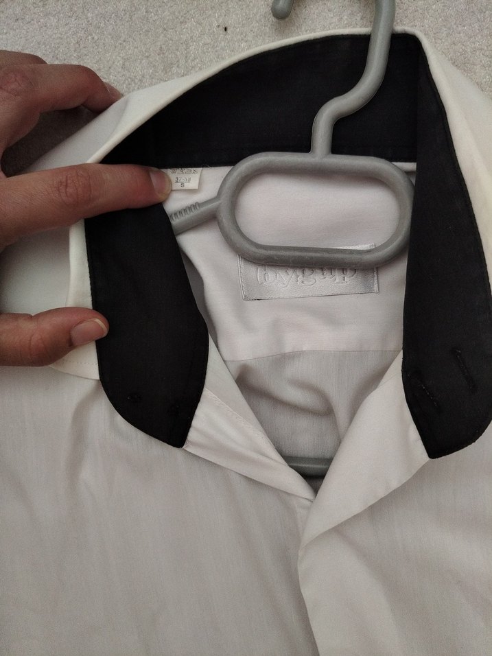 Düğmeli Beyaz Pamuklu Uzun Kollu Erkek Gömlek - Görsel 5