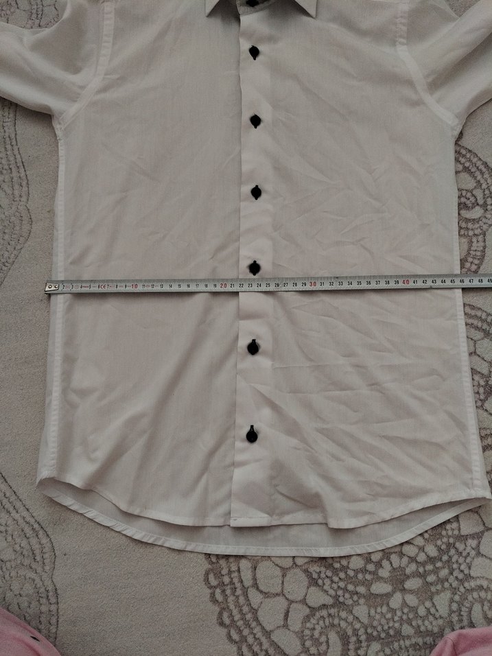 Düğmeli Beyaz Pamuklu Uzun Kollu Erkek Gömlek - Görsel 4